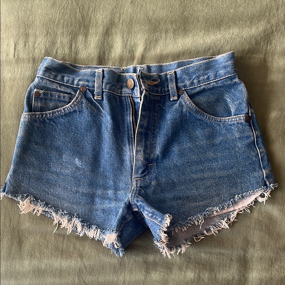 Lee Women's Frayed Hem Jean Shorts - Blue